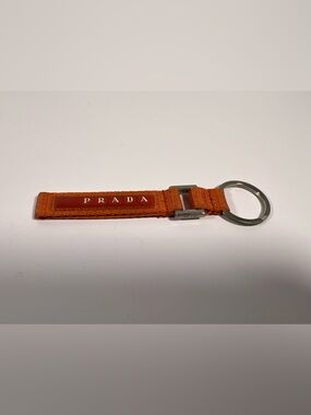 Prada Nylon Logo Keychain Strap Orange Italy